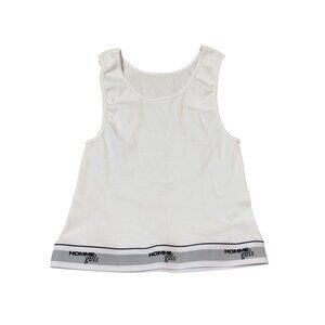 HommeGirls Women's White Logo Cropped Elastic Waistband Rib Tank Top Size S/M
